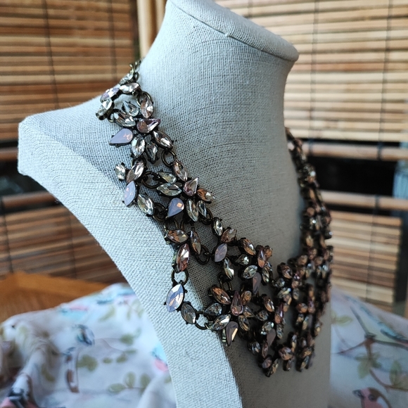 BaubleBar Opaline Antique Brass Bib Oversized Runway Necklace Crystal Opaline - Picture 3 of 14